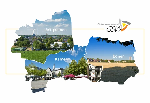 Symbolbild mit Stadtansichten der drei Eigentümerkommunen der GSW
