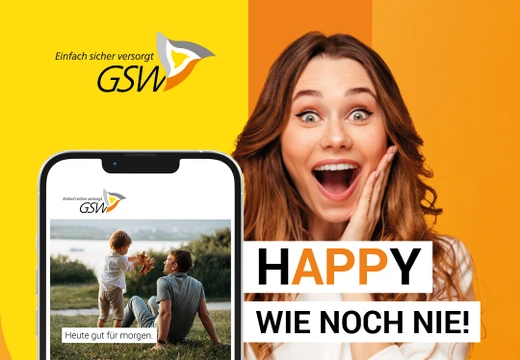 Kampagnenmotiv zur Einführung der neuen GSW-App