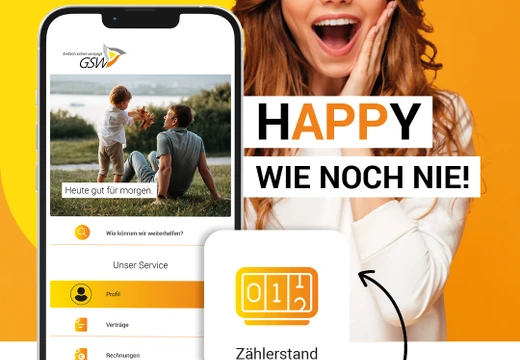 Kampagnenmotiv zur Einführung der neuen GSW-App