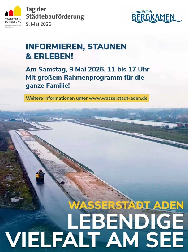 Der Tag der Städtebauförderung findet am 9. Mai in der Wasserstadt Aden in Bergkamen statt.